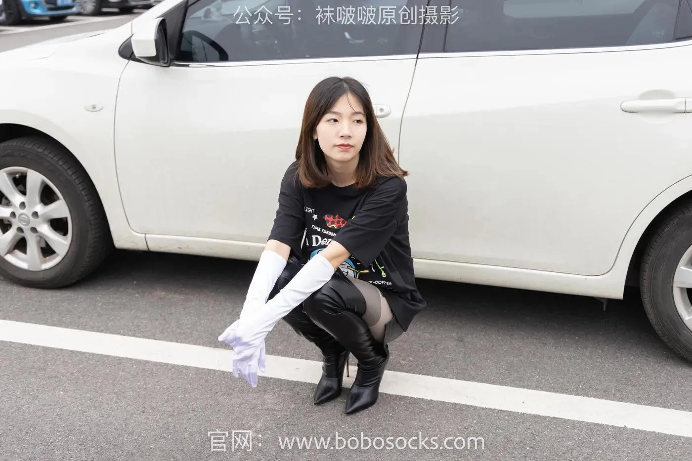[BoBoSocks袜啵啵]NO.146 小甜豆-高跟长靴、黑色踩脚裤、肉丝 [154P]插图4